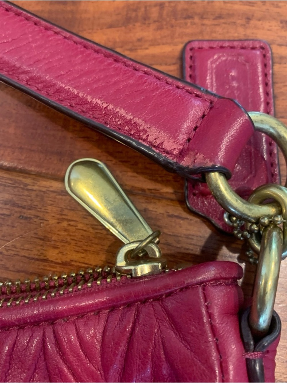 COACH Madison Gathered Convertible Hobo Bag Raspberry AUTHENTIC - Picture 7 of 16